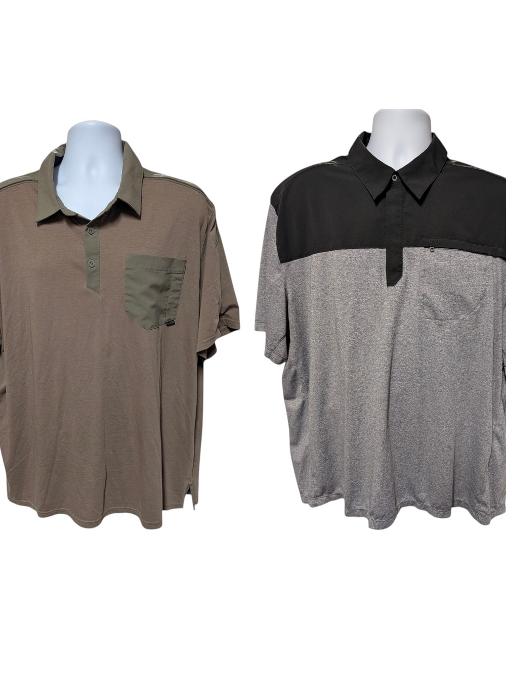 5.11 Tactical Men's Polo Duo in Olive and Gray with Black Yoke
